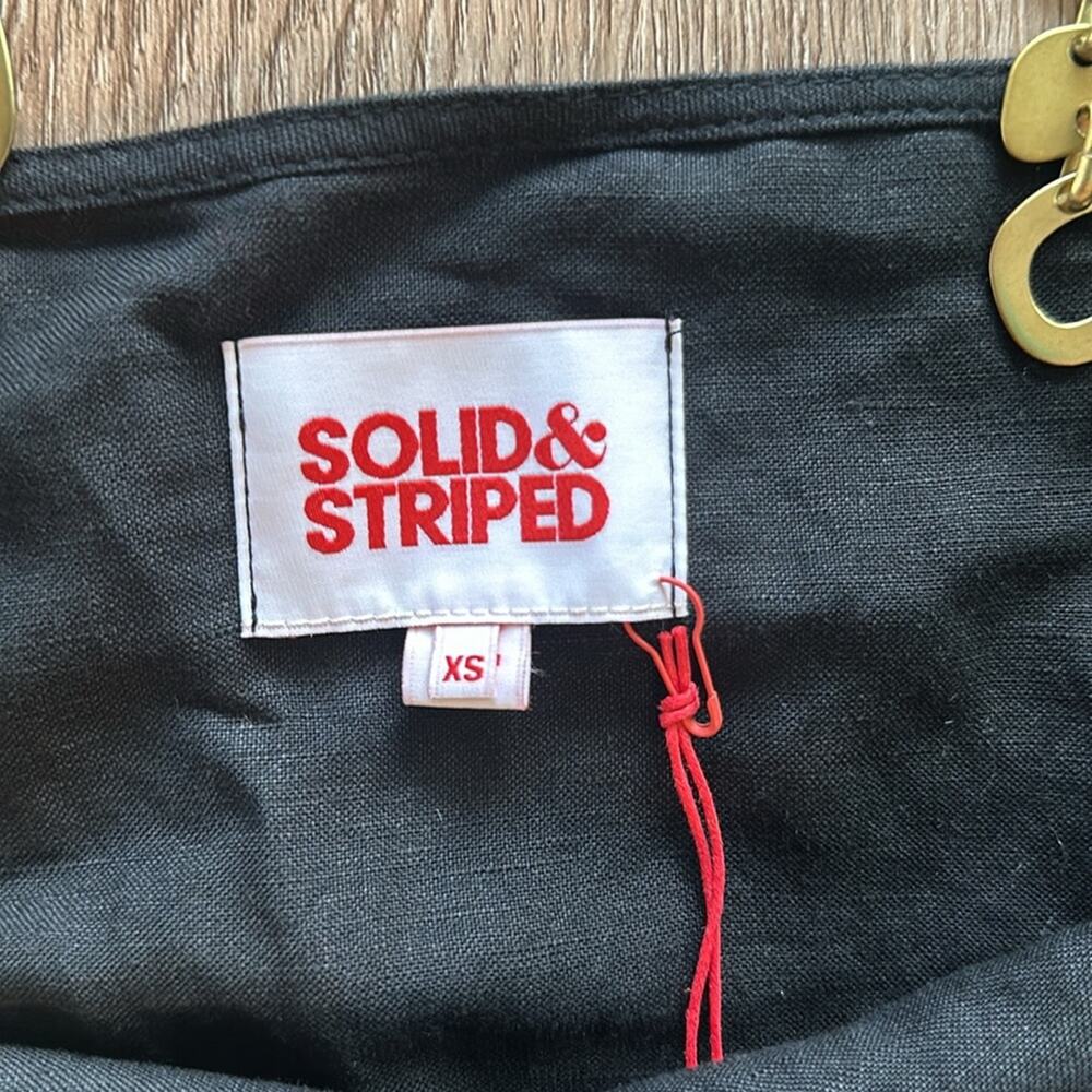 NWT Solid & Striped Black Linen Mini Dress w/ Gol… - image 4